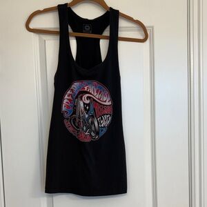Used faded some

DIXXON Black Tank Top with Colorful Graphic